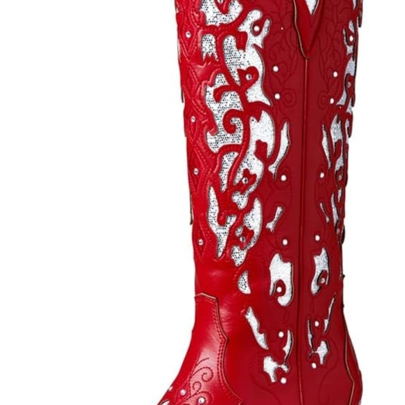 Sara Iris Women's Rhinestone Cowgirl Boots, Mid Calf Boots - Picture 8 of 12